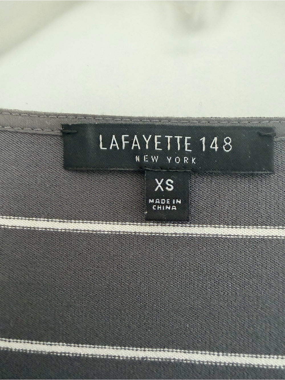 Lafayette 148 New York Striped Tie-Cuff Crewneck Top | Size XS - Picture 5 of 6